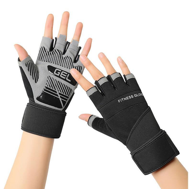 Summer Breathable Non-Slip Half-Finger Weightlifting Gloves with Extended Wrist Support