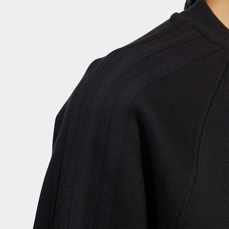 Adidas Originals Solid Logo Print Casual Sports Long Sleeve Sweatshirt Women sweatshirt Black HH9457