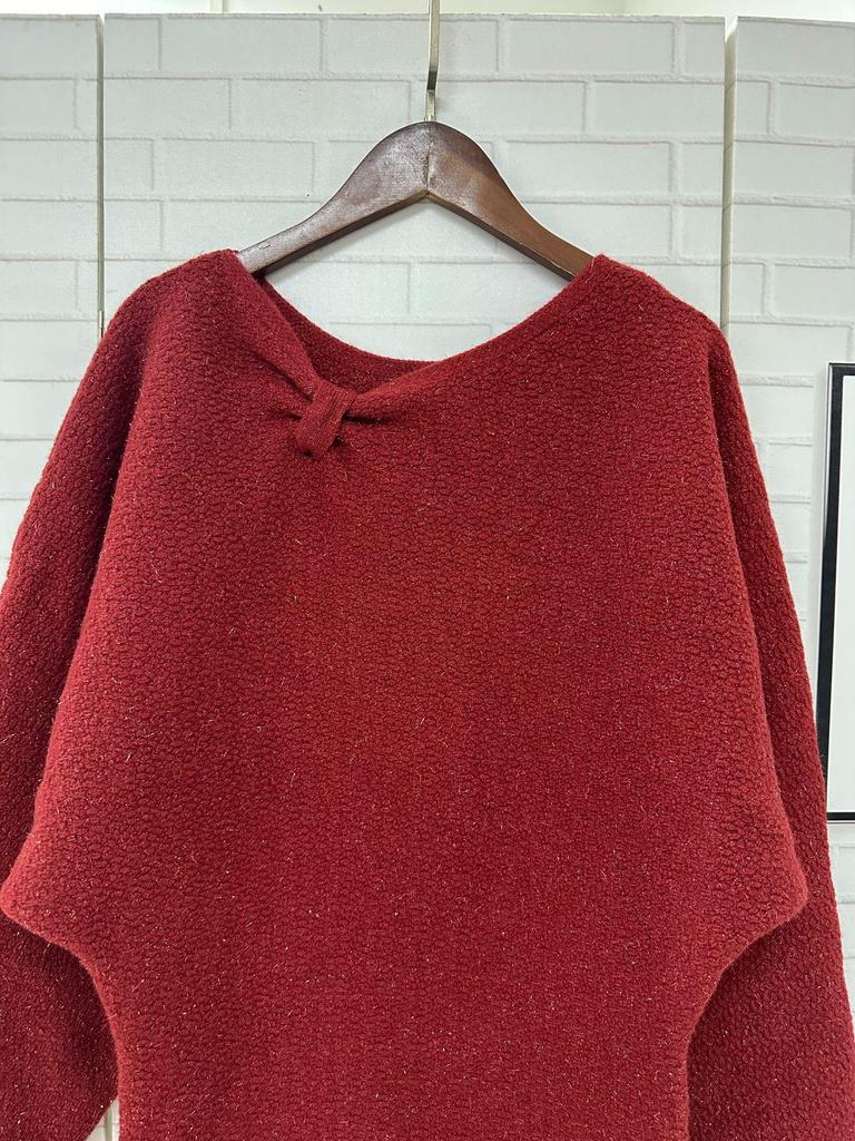 New Year's Little Red Dress Hepburn-Style: Elegant Glitter Knit Dress for Women, Autumn/Winter Collection