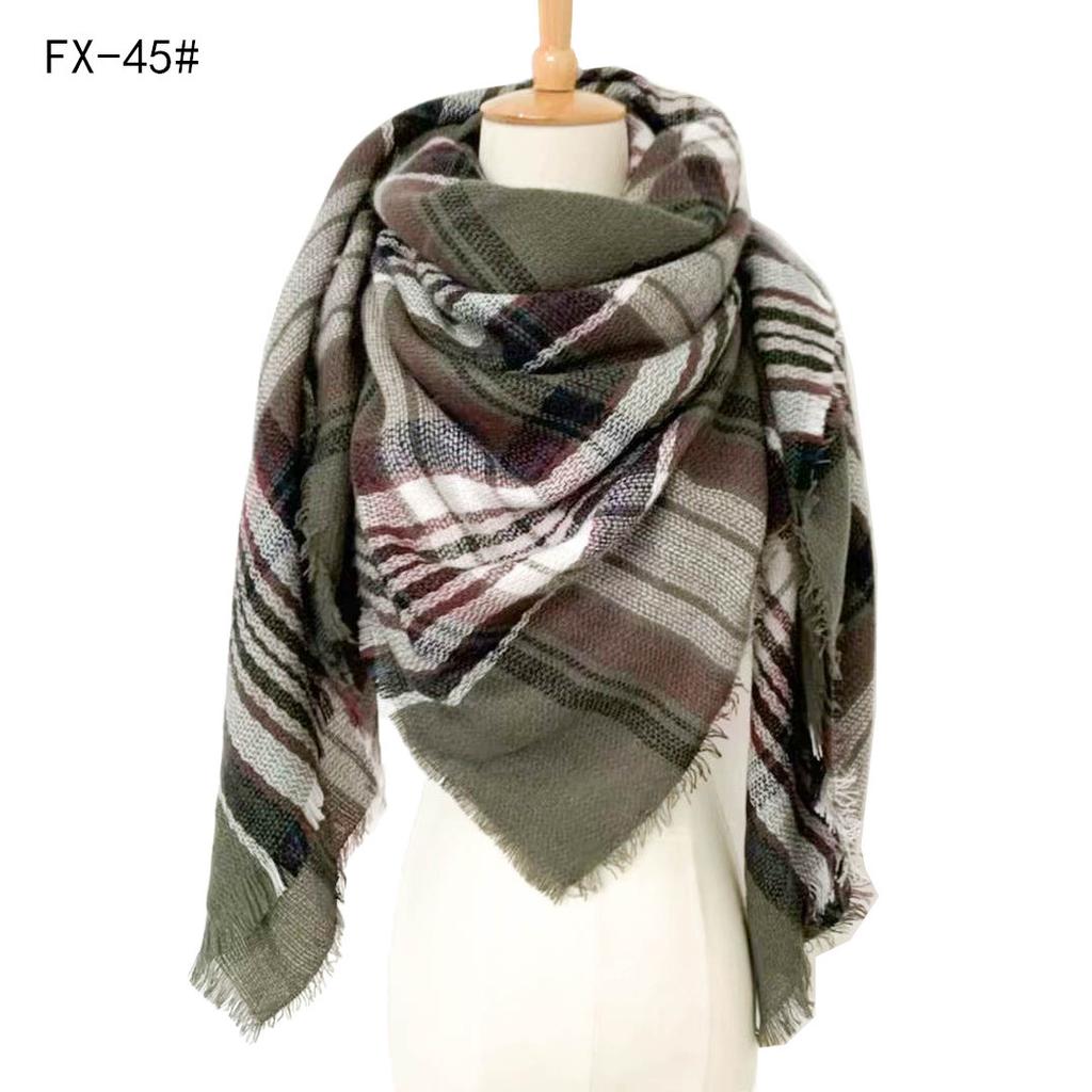 Factory Direct Sales Foreign Trade Autumn/winter New Neck Scarf, Imitation Cashmere Acrylic Black Beige Plaid Square Scarf, Women's Shawl