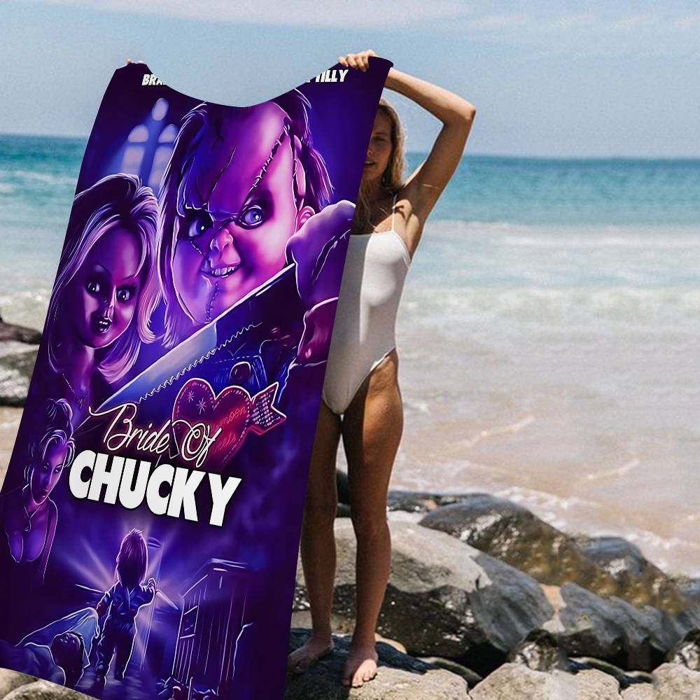 Klassisches Chucky Horrorfilm Strandtuch Bunte Badetücher Für Mädchen Mikrofaser Schnelltrocknend Sandfrei Strand Yoga Spa Fitnessstudio
