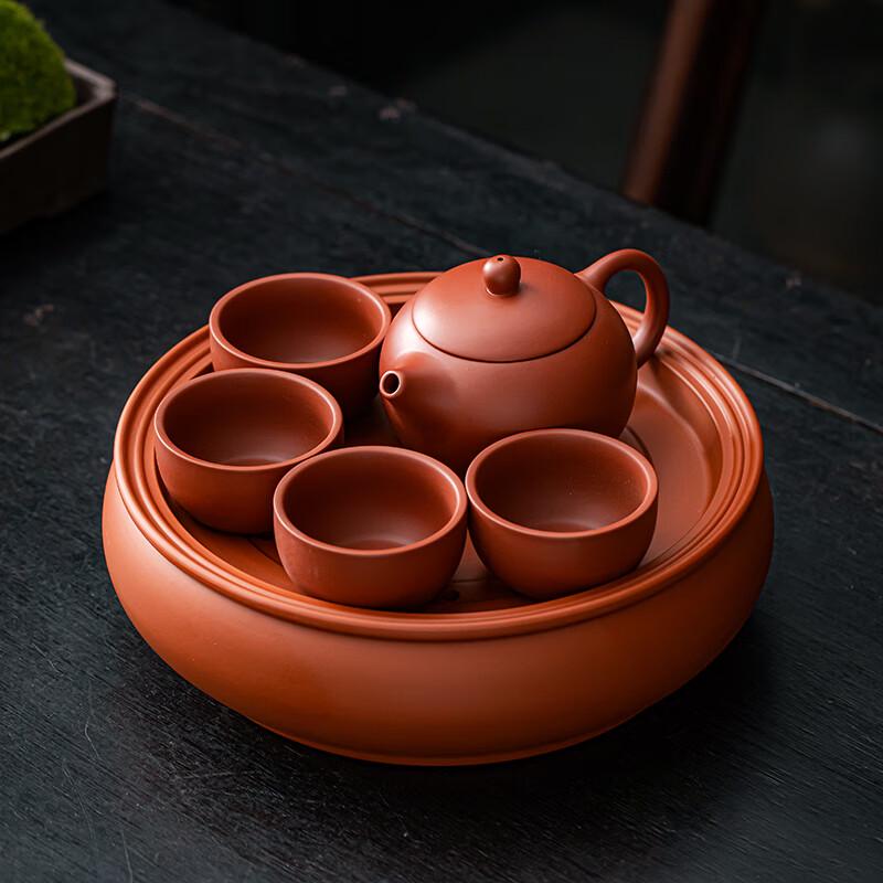 Yixing Zisha Xishi Teapot Set with Tea Tray