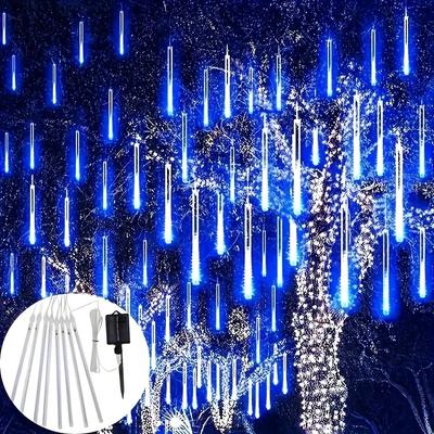 Solárne napájané svetlá meteorického roja - Viacfarebná cencúľová vianočná dekorácia, 8 režimov, na vnútorné/vonkajšie použitie, Ideálne na stromy, dvory, záhrady a párty