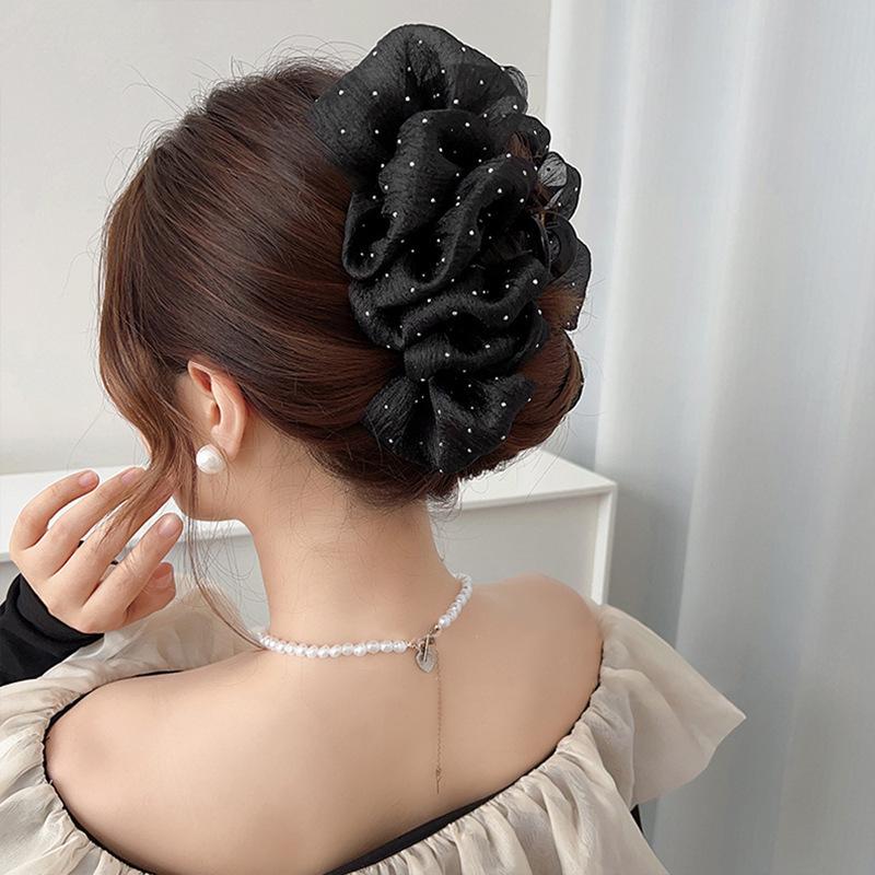 Elegant Retro Satin Bow Hair Clip for Women - Perfect for Low Ponytails and Head Ornaments