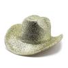 Cappello Western Classico da Cowboy con Pizzo e Filo d'Oro per Artisti da Palco e Appassionati di Feste