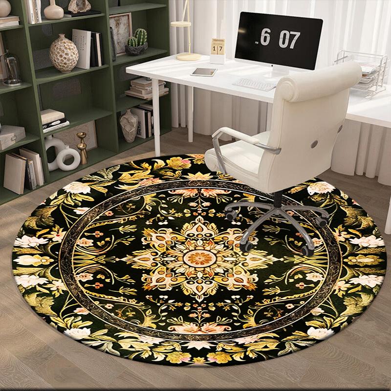 1pc Medieval William Morris Rabbit Design Round carpet Painted Printed circular carpet, home door mat, outdoor travel protection carpet