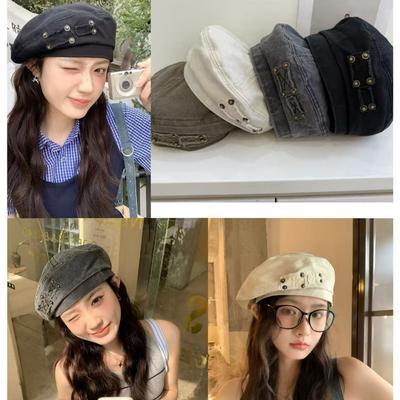 Washed Denim Beret Women's 2025 Spring and Summer New Retro Literary and Versatile Personality Show Face Little Painter Hat