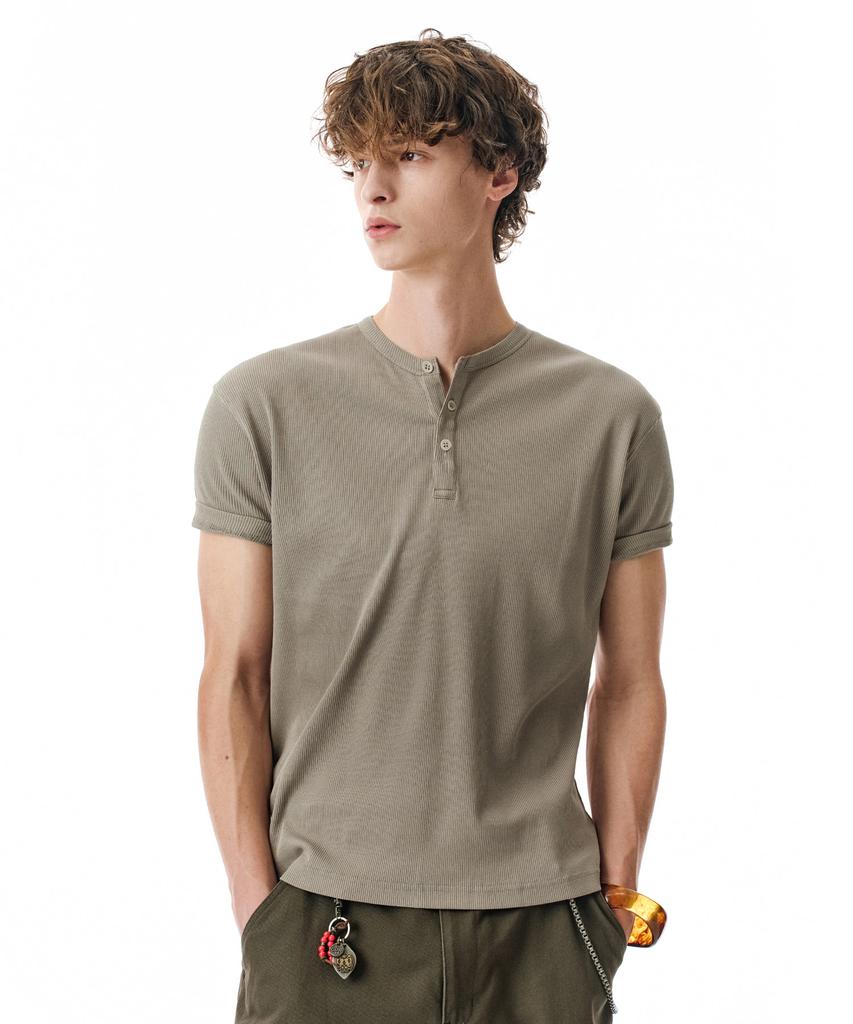 Sekeonmonollogeu [Otmisae Mihol Collaboration] Muscle Fit Henley Neck Tee [6 Colors]_Sets066