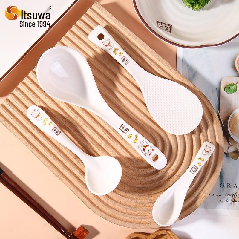 Five Harmony A5 Melamine Food-Grade Tableware: Lucky Cat Drop-Resistant, Easy-Clean Bowls, Plates, and Dishes for Home Use