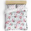 Red Rose Flower Plant White Duvet Cover Bed Bedding Set Home Textile Quilt Cover Pillowcases Bedroom Double Bedding Set No Sheet