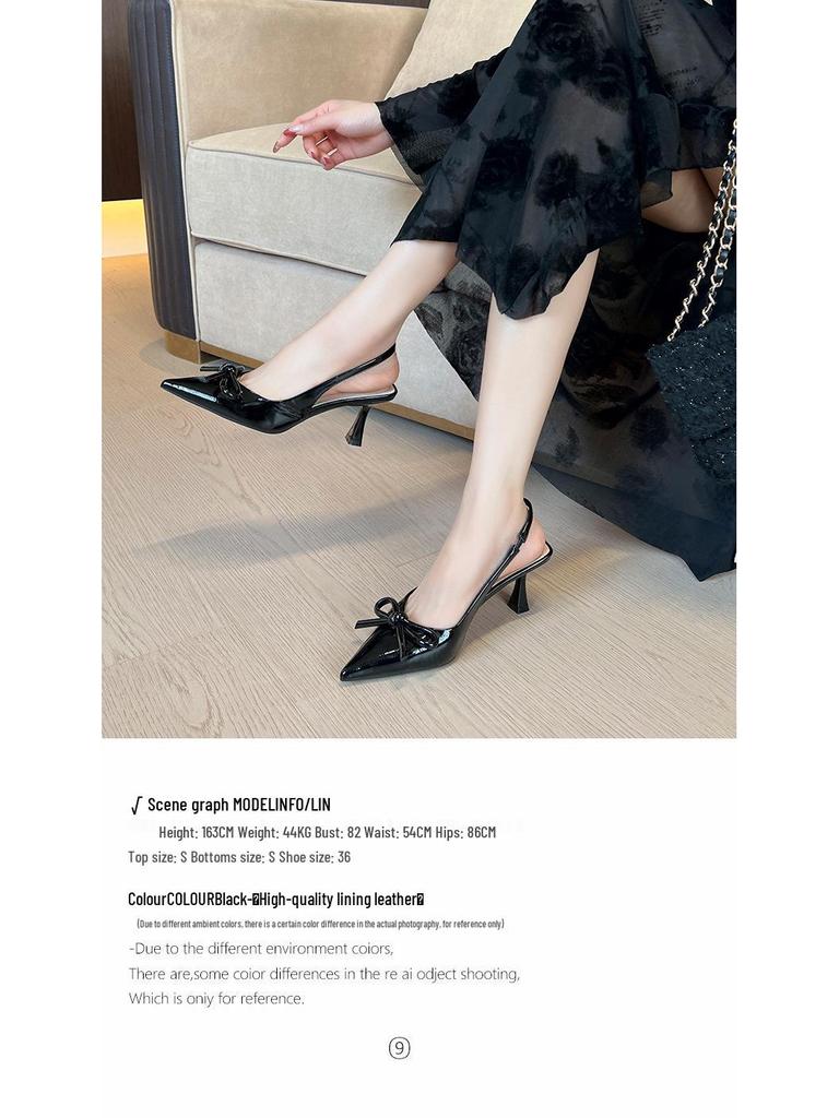 BEIJIANI Bow Pointed Stiletto Heel Closed-Toe Women's Single-Strap Sandals