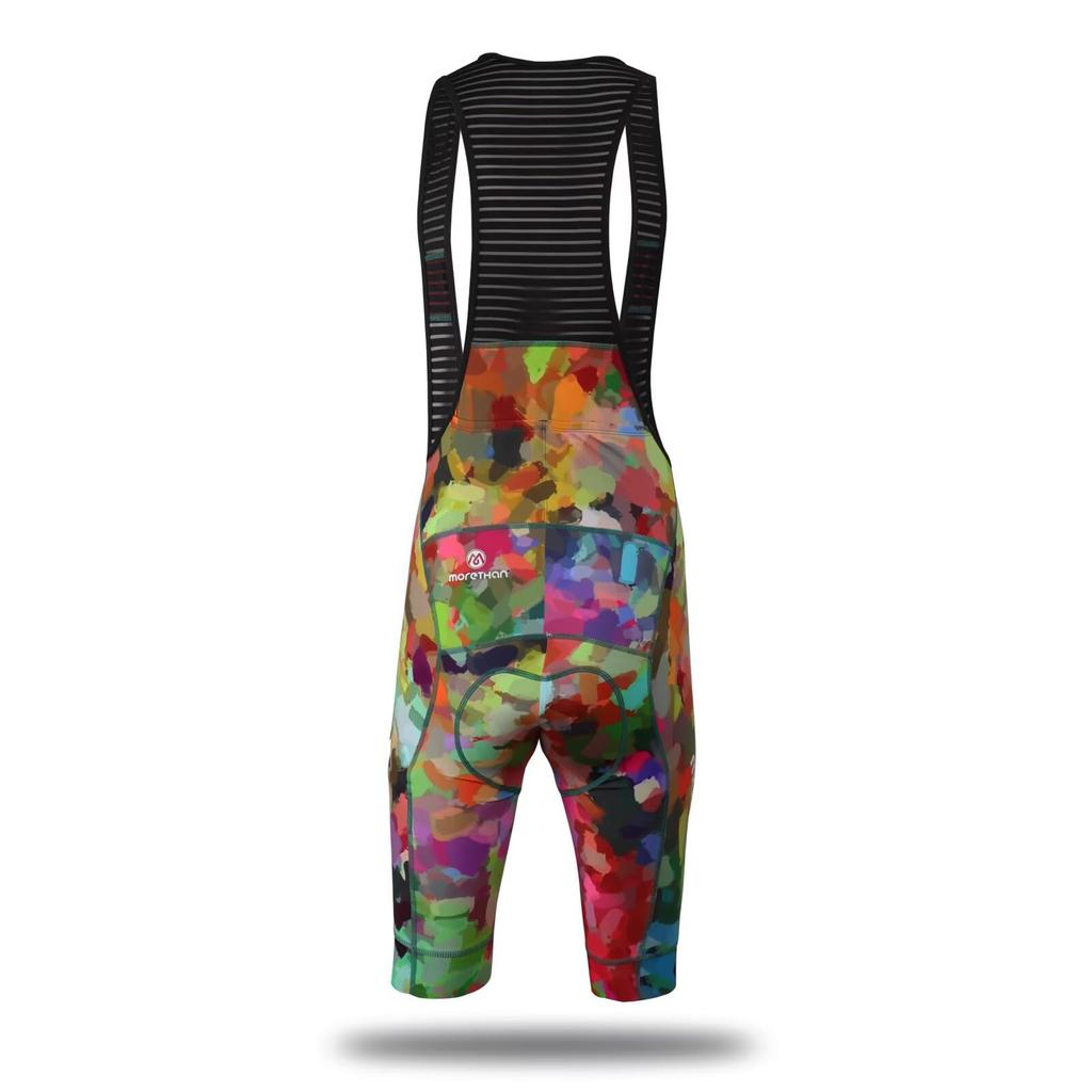 Morethan Cycling Bib Pants Kaleidoscope of Colors Cycling Pants Reflective (2XL / / 5/8 Length) Men's (Padded / Sweat-Wicking / Quick-Drying / /