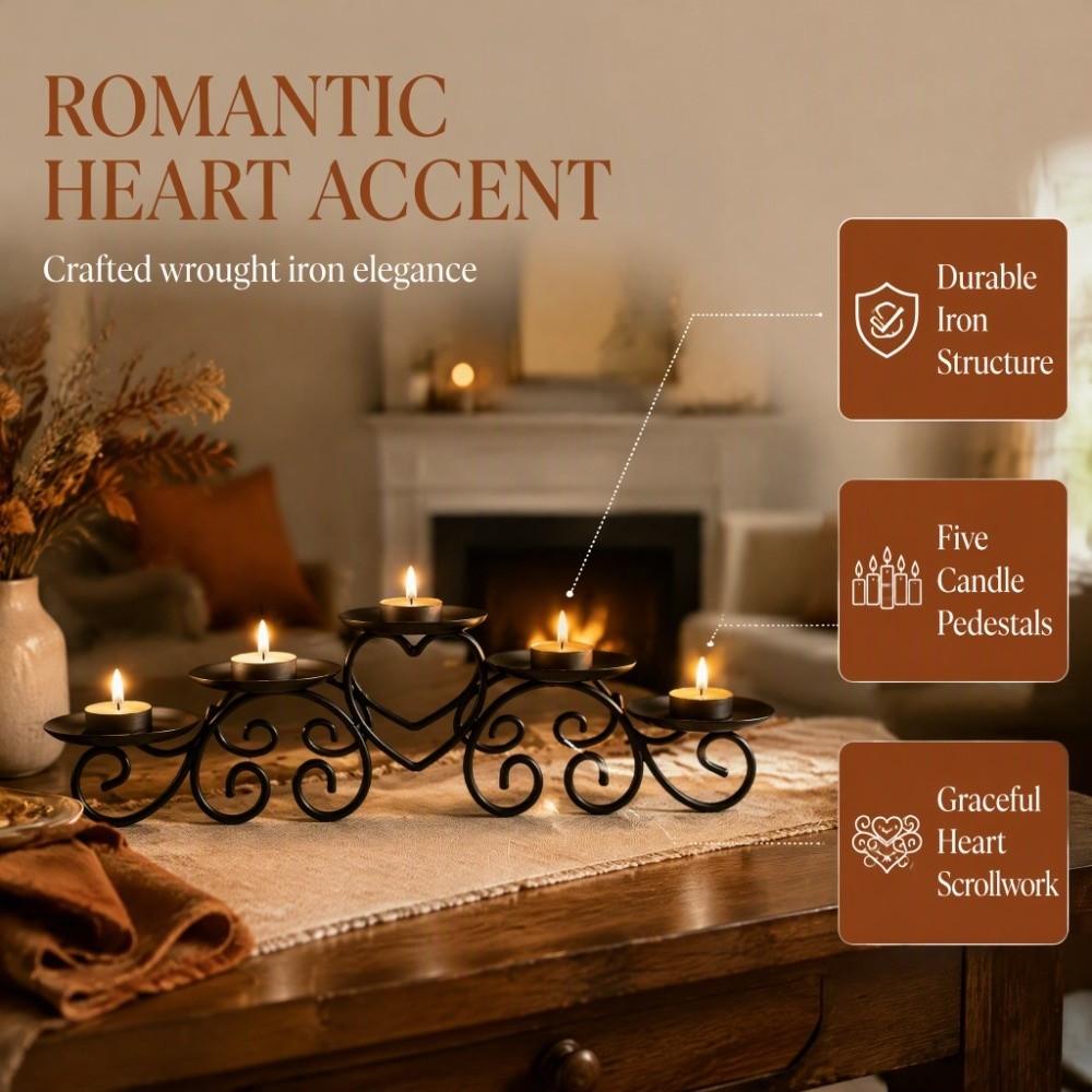 Minimalist Metal Heart Shaped Candle Holder Wrought Iron Candle Holder Ornament Candlelight Dinner