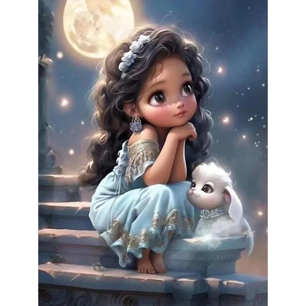 5D DIY Full Round Drill Diamond Painting Sweet Big Eyes Girl Kit Home Decoration Rhinestones Paintings