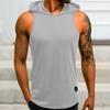 Trägertop Ärmellos Einfarbige Schweißabsorption Nicht reizend mit Hut Schnell trocknendes Polyester Herren Sportweste Fitness Trägertop für Herren