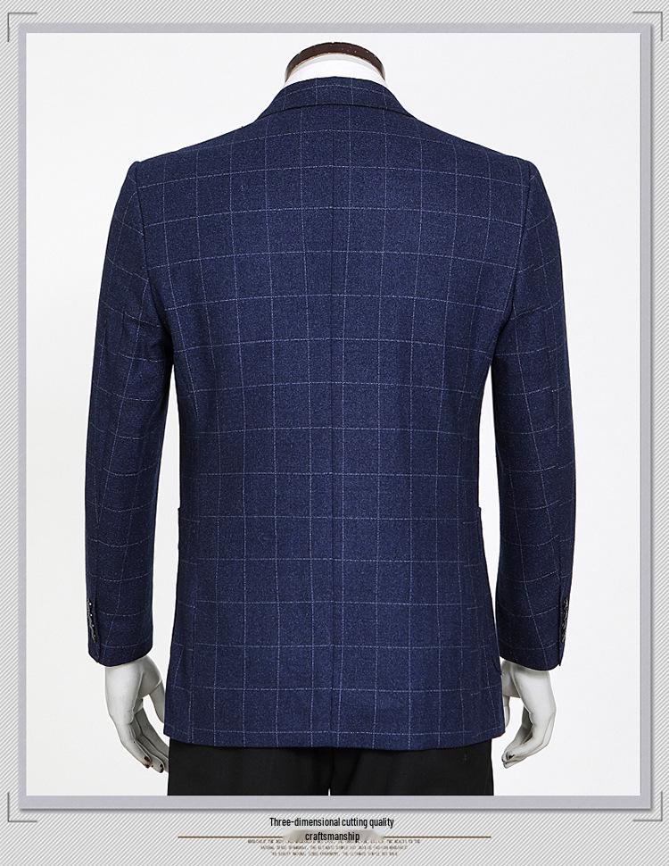 Men's Slim Fit Plaid Business Suit Jacket - Western Korean Style High-End Autumn Wear for Middle-Aged
