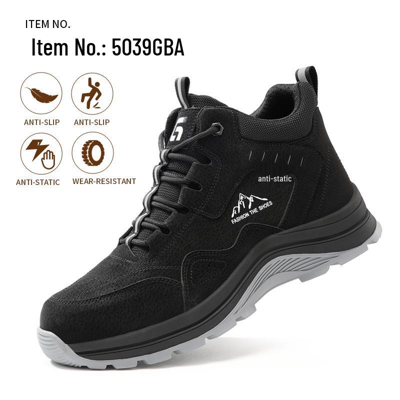 Anti-Static Fleece-Lined Safety Shoes - High-Top, Wear-Resistant, Dust-Free for Winter