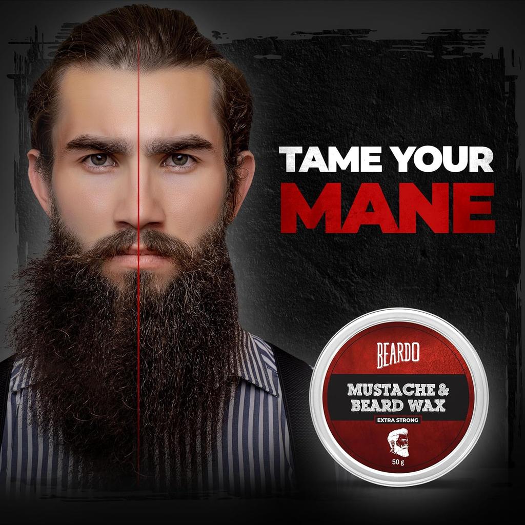 Beardo Beard And Mustache Wax 50 Gm Extra Strong Hold Styling Wax For Men Smooth Shiny Beard Grooming Control