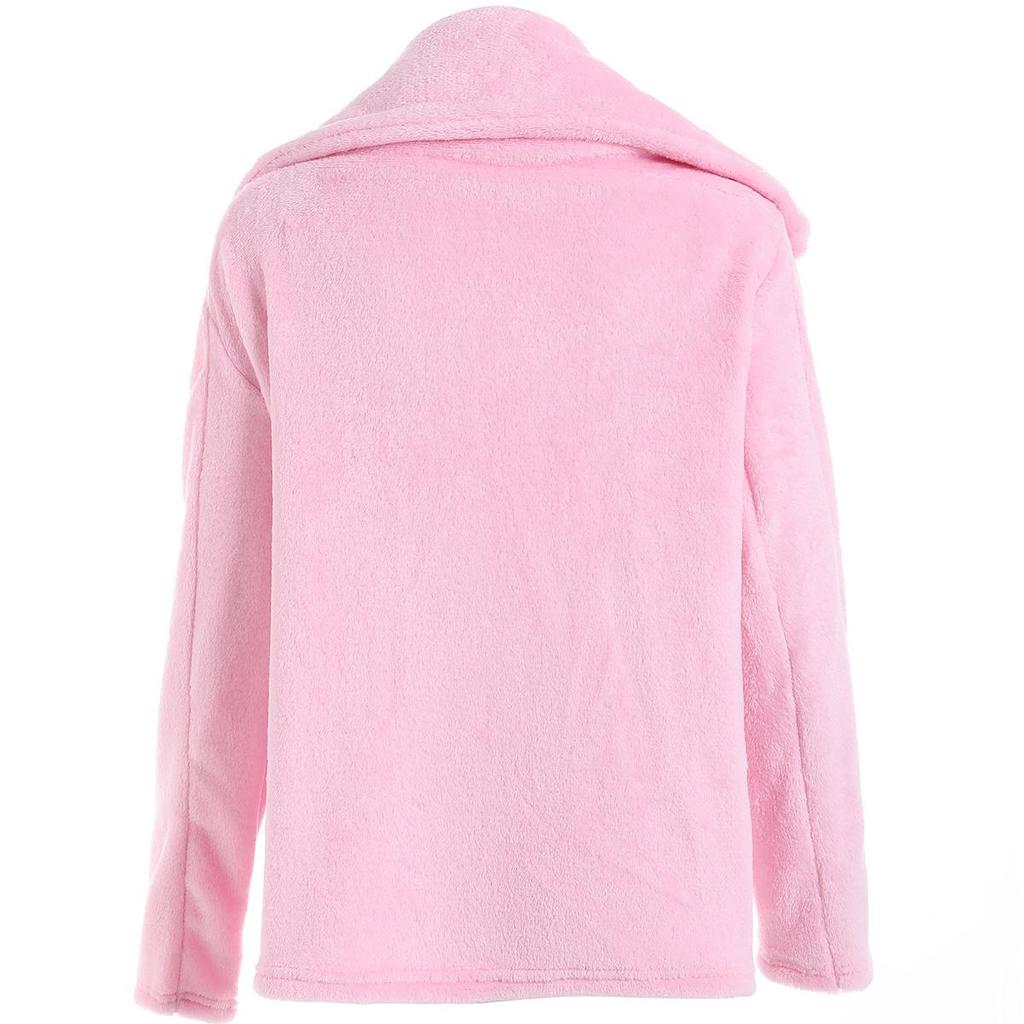 Sexy Plush Lapel Fitted Jacket Winter Women Faux Fur Cardigan Coats Double-Faced Fleece Casual Solid Color Outwear Female Plush Thick Jacket