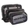 3pcs PVC Makeup Bag Multifunction Waterpeoof Lightweight Transparent Portable Cosmetic Bag for Men Women Black