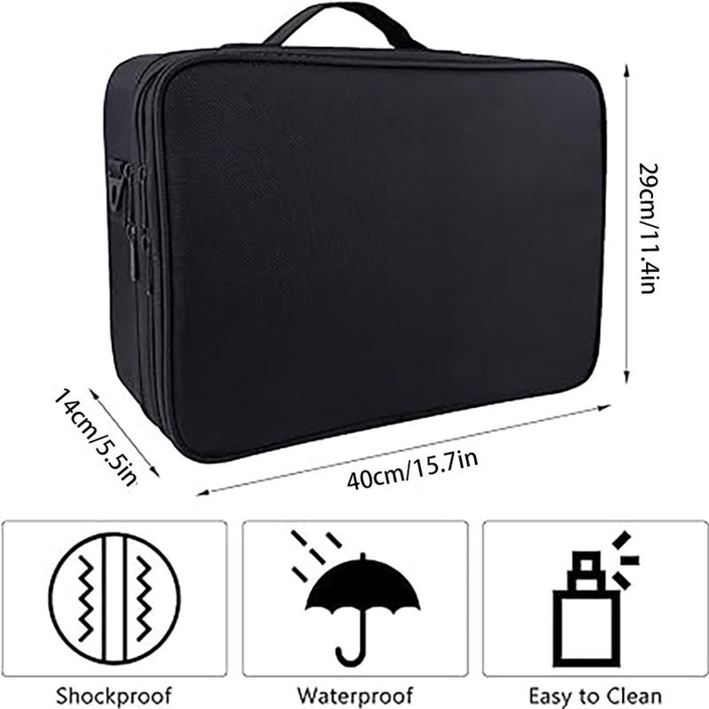 Large Capacity Travel Makeup Case, Portable Artist Organizer with Adjustable Dividers and Shoulder Strap for Toiletries Jewelry