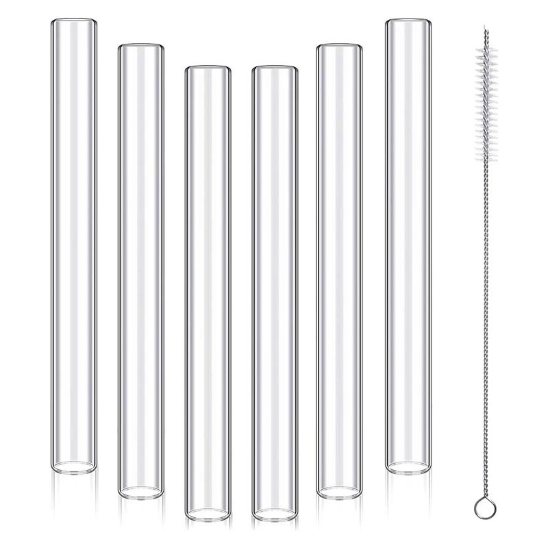 6 Pcs 4Inch Clear Borosilicate Glass Tube 12Mm OD 8Mm ID 2Mm Glass Thick Blowing Tubes with Cleaning Brush Easy Install