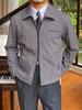 Men's Retro Houndstooth Zipper Jacket - Autumn/Winter Casual Waist-Cinching Lapel Design