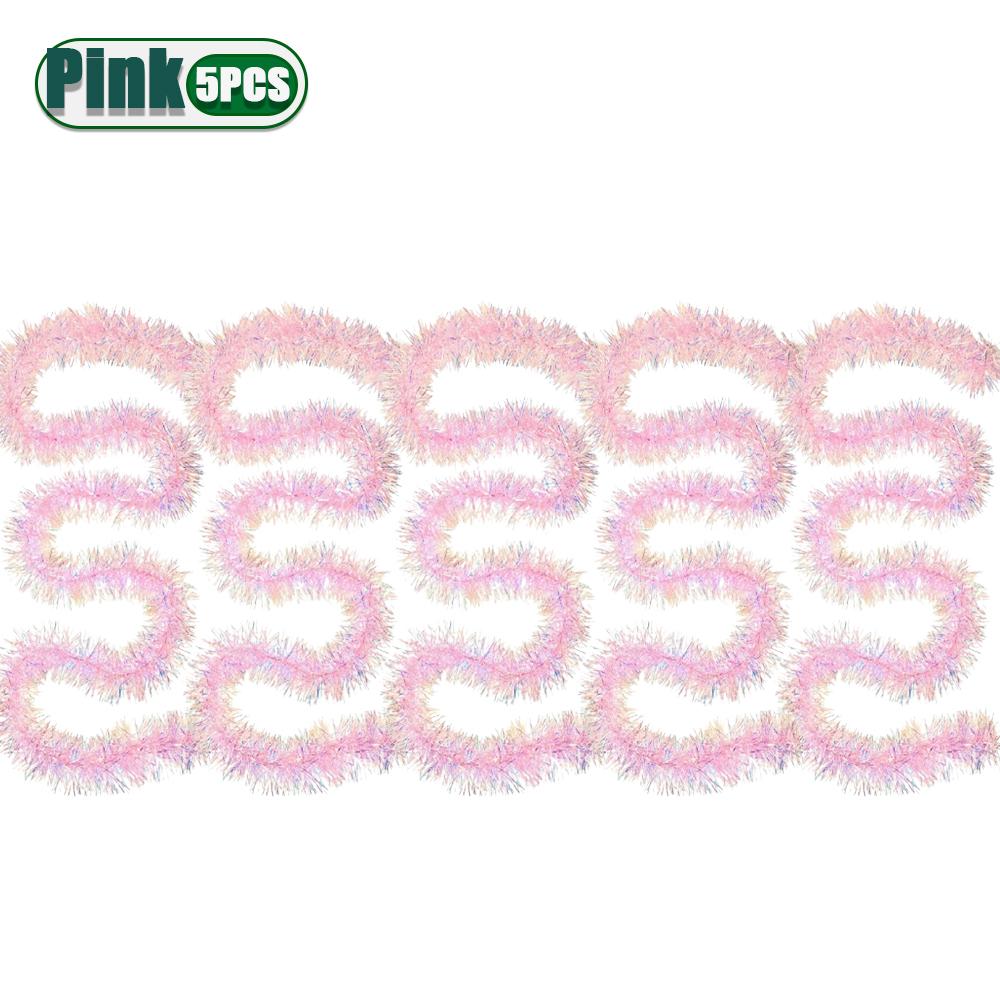 1-10PCS 78.7 Inch Pink Tinsel Garland - Shiny Metallic Glitter Party Decor ForChristmas Wedding Birthday Holiday Home Decoration