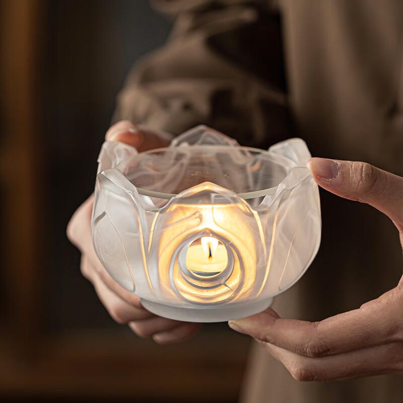 Chauffe-thé Lotus en verre cristal