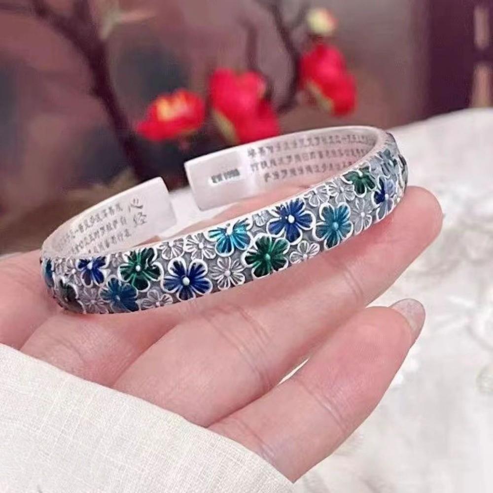 Traditional Women's Hand Bracelet Classic Cuff Bangle Bohemian Chinese Cloisonne Bracelet  Women