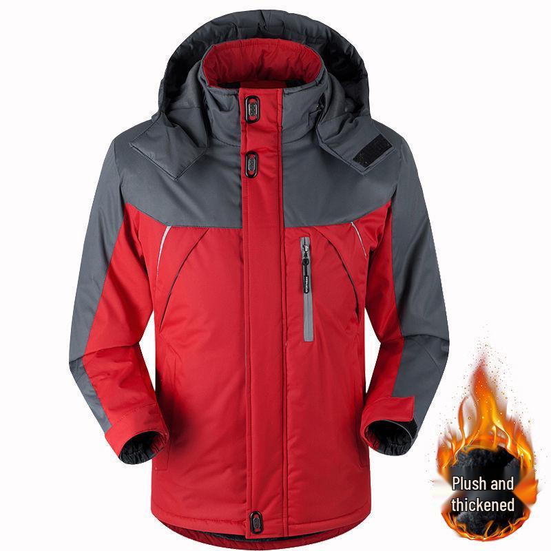 

Men s Thickened Plus Velvet Mid-Length Winter Ski Jacket 5XL (170-185 kg recommendation)