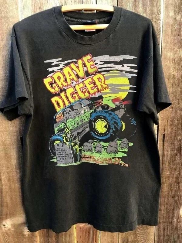 

Grave Digger Monster Truck 90s Basic black Classic style T shirt Reprint SN270 Unisex T-Shirt XXXL
