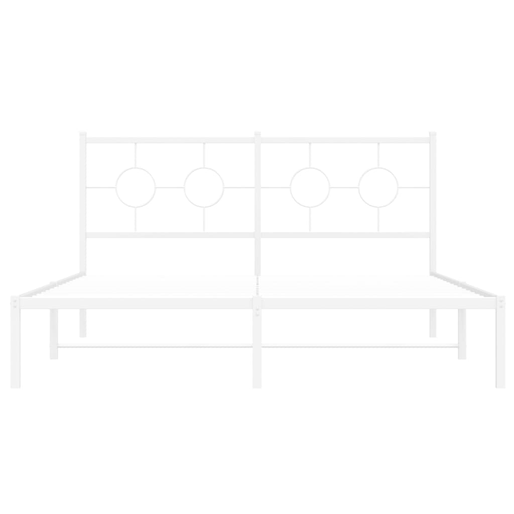 Metal Bed Frame with Headboard White 150x200 cm