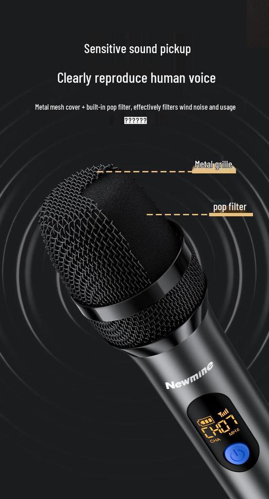 Newman MC110 UHF Wireless Microphone with Lithium Battery for KTV, Singing, Hosting, Speech, and Conference Sound Amplification.