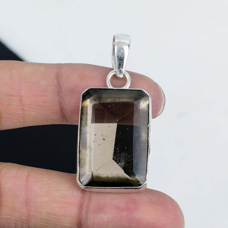 Wunderschöner Rauchquarz Edelstein Anhänger 925 Sterlingsilber - Handgefertigtes Design, Alltagsschmuck, Einzigartiger Rauchquarz Anhänger Geschenk für Männer