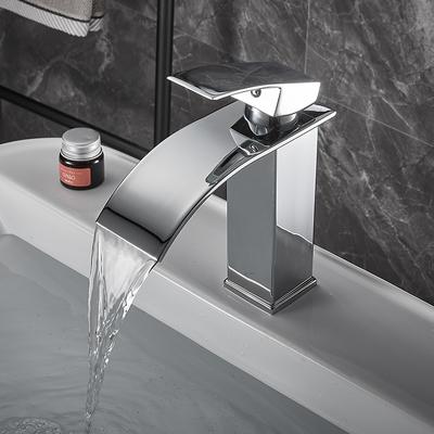 BAKALA Brandneuer polierter Wasserfall-Waschbeckenhahn, Einhebel-Einloch-Waschbecken-Wasserhahn zur Deckmontage. Rührgerät