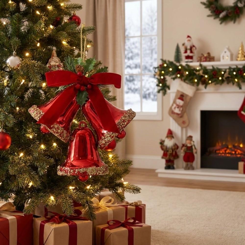 Plastic Christmas Bell Hanging Ornament Christmas Tree Bell Decoration Window Decoration