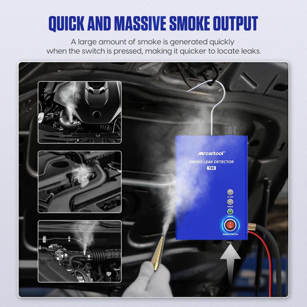 MRCARTOOL T80 Automotive Smoke Machine Detector Built-in Air Pump Fuel Pipe System Vacuum Tester Car Smoke Machine Leak Detector