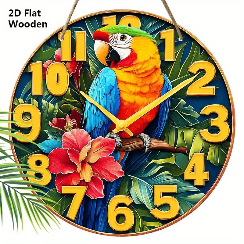 

Гавайская деревянная табличка с дизайном попугая - Уникальная декоративная табличка для дома, офисного декора - Не настоящие часы 20cm/7.87in
