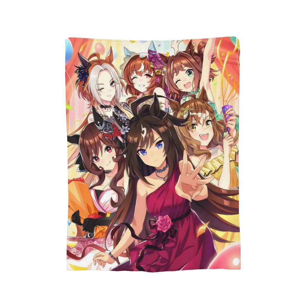 Uma Musume Pretty Derby Blanket Fleece Textile Decor Animals Anime Portable Ultra-Soft Throw Blankets for Sofa Bedroom Quilt