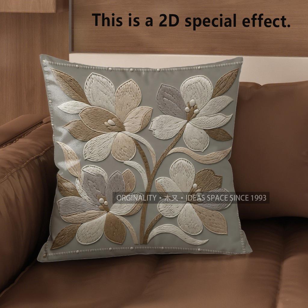 2D Floral 3D-Like Patterned Cushion Covers Pattern Cushion Cover Suitable For Sofa Bedroom Car Pillow Cover