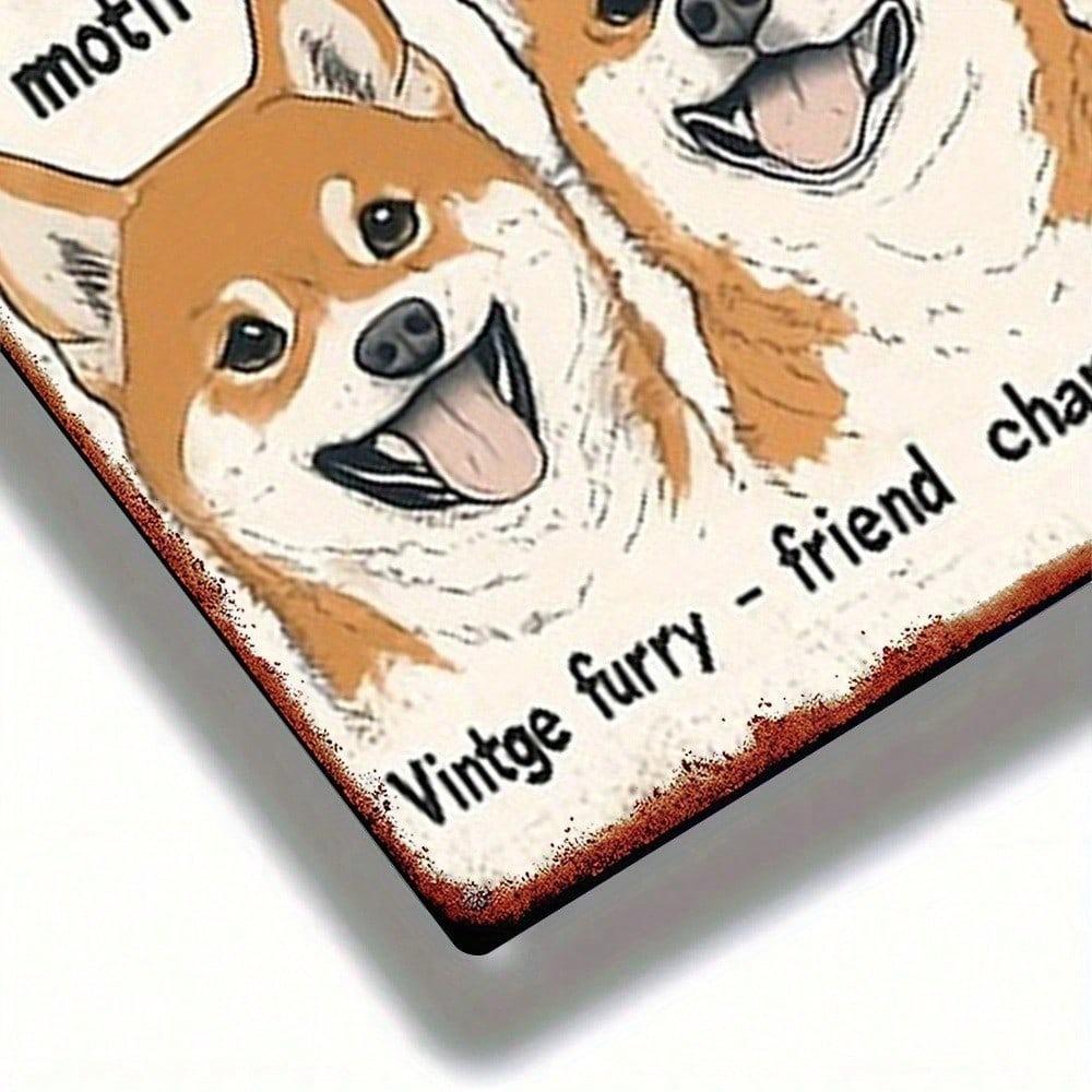 Vintage Shiba Inu Metal Wall Sign - Welcome Home Decor, 8x12 In