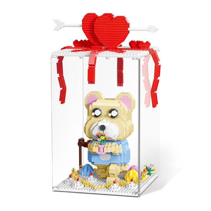 

Moyu Small Blocks Birthday Wedding Valentines Day Love Animation Bear Construction Blocks Toys For Children Gifts With Display Box no box