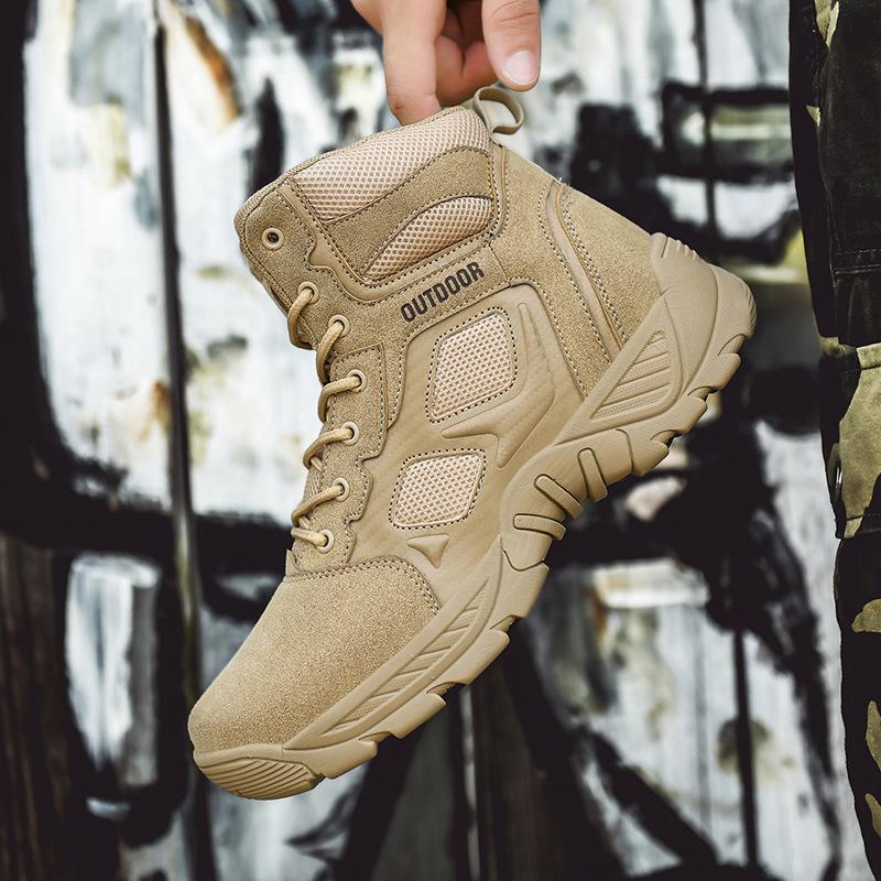 

Foreign trade new hiking shoes men s large size military boots breathable non-slip tooling shoes outdoor camping desert off-road hiking shoes 47 пісочний