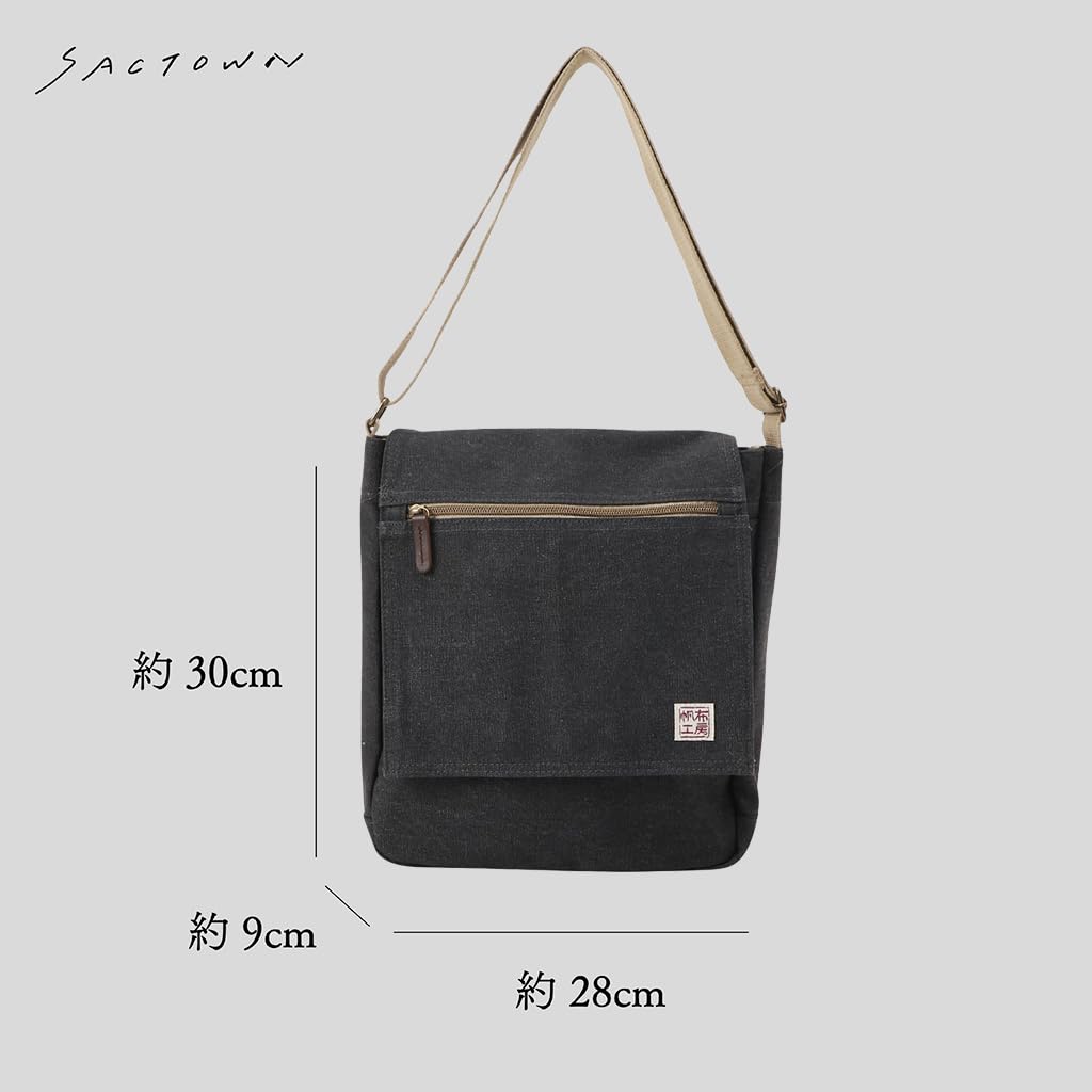 Hanpu Koubou Shoulder Bag for Men and A4 3X57 (Canvas Workshop) Women, Canvas, Crossbody, Size, (Black)