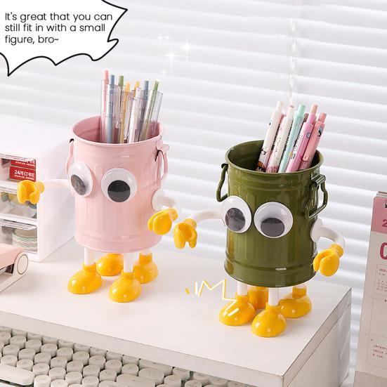 Pen Holder Stand for 20 Pens Cartoon Big Eyes Design Large Caliber Round Workmanship Pen Caddy Pen Storage Rack