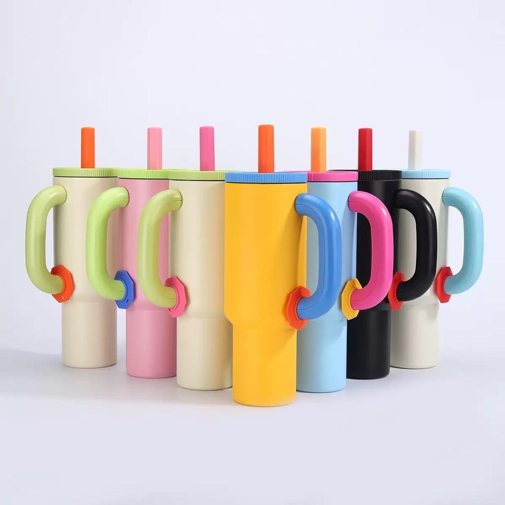 Insulated Travel Mug With Handle And Straw For Outdoor And Car Use