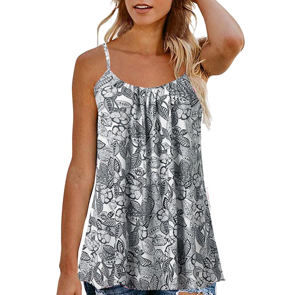 Women Summer Printed Sleeveless Vest Blouse Tank Tops Camis Clothes