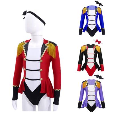 Děti Dítě Dívky Ringmaster Cirkus Maškarní kostým Kostým Dlouhý rukáv Šaty Tutu Trikot Halloween Cosplay Party Outfity