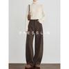 FAESSLIN Women's Retro Corduroy Wide-Leg Curved Trousers
